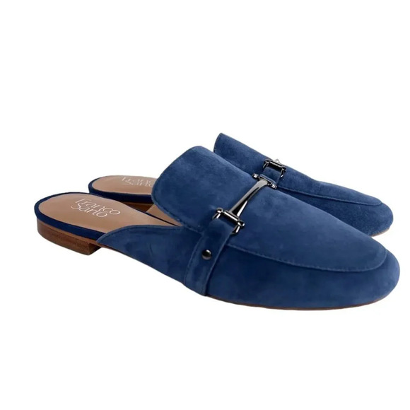 Franco Sarto Dolly Blue Suede Leather Slide Mule Shoe‎ Women's 6.5M - Picture 1 of 5